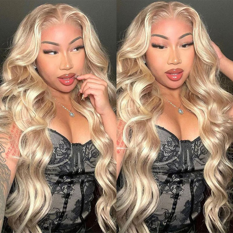 Extra 70% Off Sunber Layered Cut Dusty Blonde Body Wave Pre-Everything 13X4 Frontal Human Hair Wigs