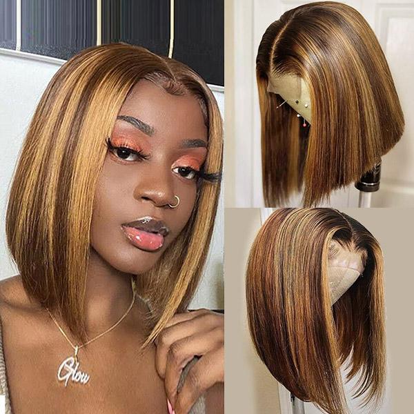 $169=3 Wigs|Honey Blonde Highlights Bob Lace Wig+Ginger Orange Body Wave 13x4 Lace Wig+Glueless Curly U Part Wig Flash Sale