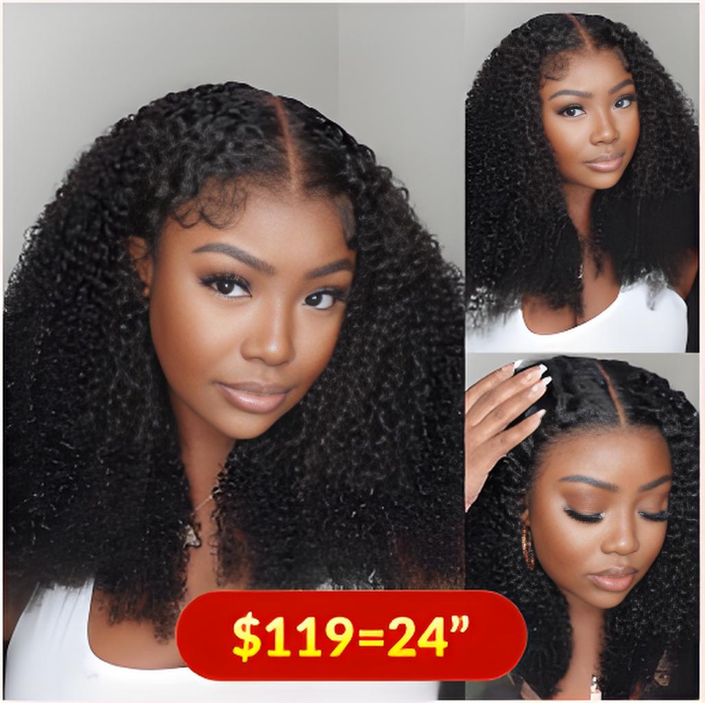 Flash Sale Sunber 4C Kinky Curly Skin Melt Natural Hairline Lace Closure Jerry Curly Wigs Pre Plucked