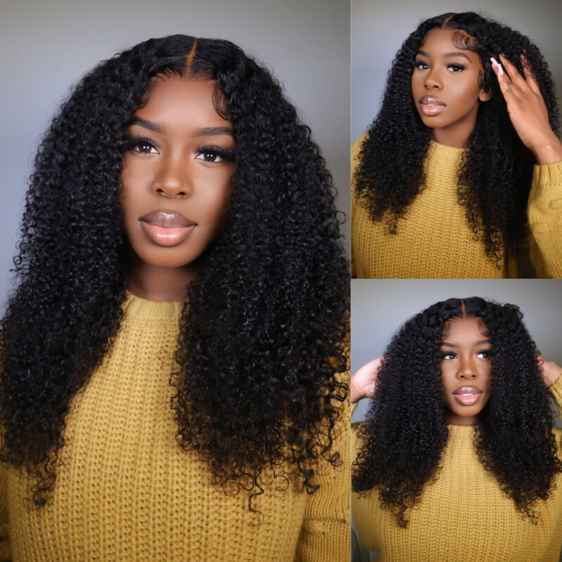 Flash Sale Sunber 4C Kinky Curly Skin Melt Natural Hairline Lace Closure Jerry Curly Wigs Pre Plucked