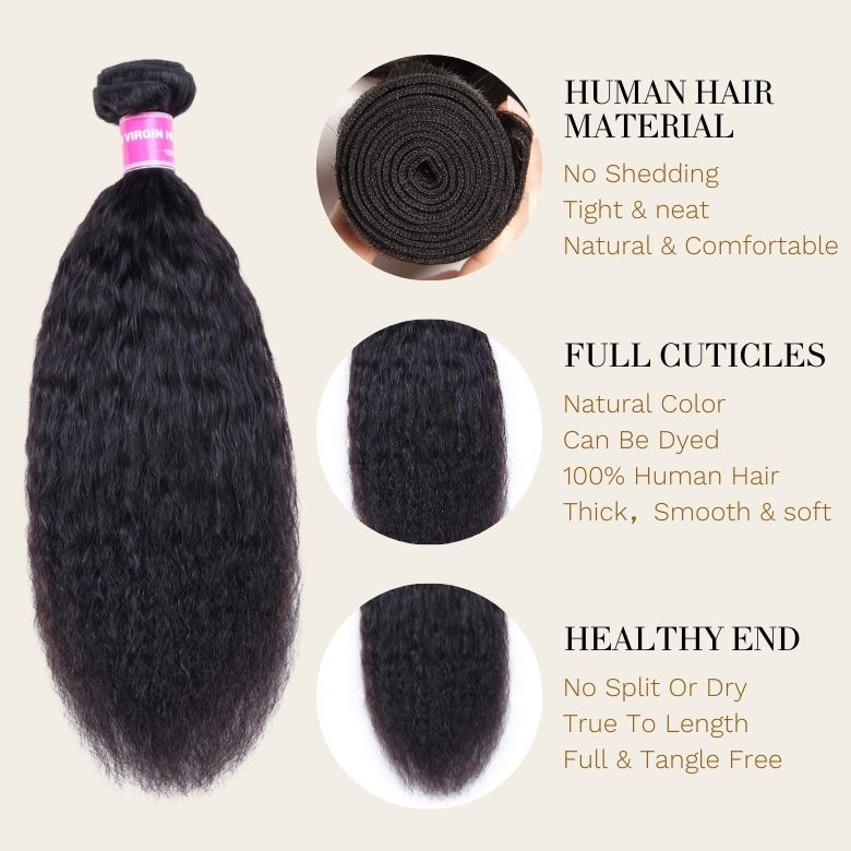 Sunber Hair 3 Bundles Brazilian Kinky Straight Hair Weft On Sale 8-26 Inches 100% Human Hair