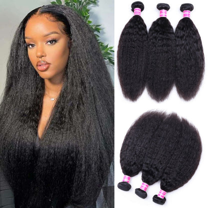 Sunber Hair 3 Bundles Brazilian Kinky Straight Hair Weft On Sale 8-26 Inches 100% Human Hair