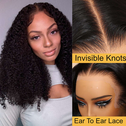 Sunber Kinky Curly 13x4 Pre Everything Lace Front Wigs Natural Hairline Human Hair Wigs Pre Plucked