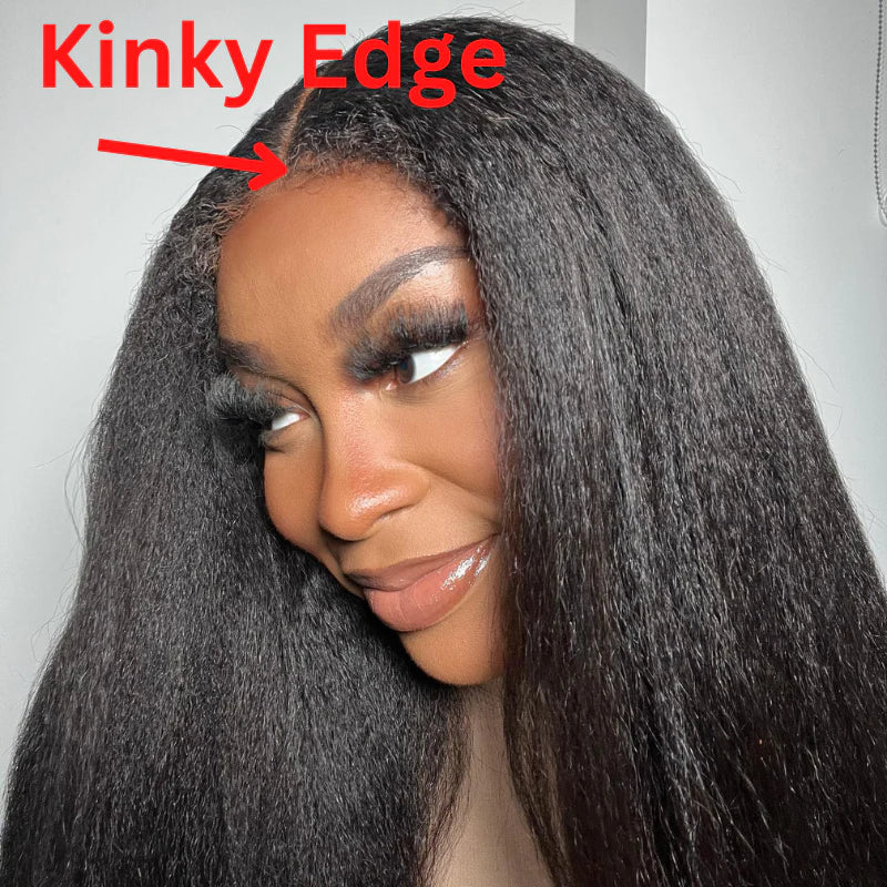 [22&quot;=$79]Sunber 4C Kinky Edge Kinky Straight Lace Wig Human Hair Wigs With Baby Hair Flash Sale