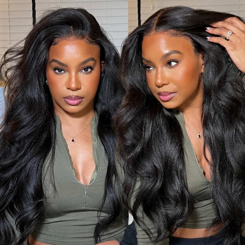 New User Exclusive | Sunber Yaki Straight Glueless 6x4.75 Pre-cut 7x5 Bye Bye Knots Lace Closure Wig With Bleach Knots