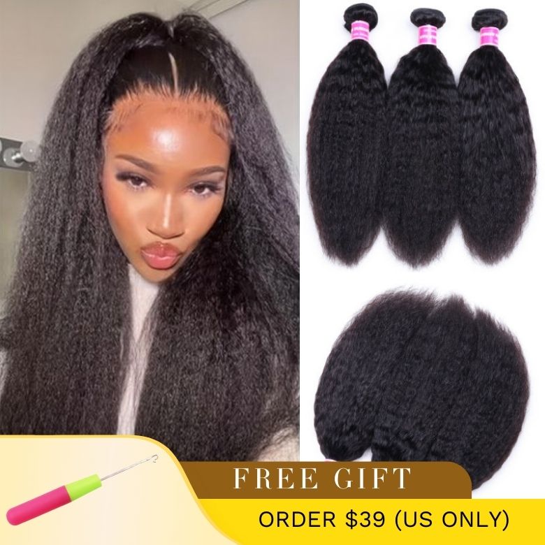 Sunber Hair 3 Bundles Brazilian Kinky Straight Hair Weft On Sale 8-26 Inches 100% Human Hair