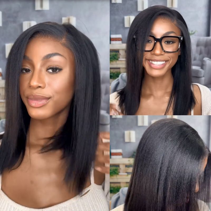 $100 OFF| Sunber Blunt Cut Bob Pre-Cut Lace Wigs 7x5 Lace Closure Human Hair Wig Pre-plucked