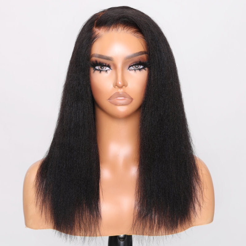 New User Exclusive |Sunber Yaki Straight Blunt Cut Bob Glueless 7*5 Pre-cut Lace Closure Wig And Breathable Cap