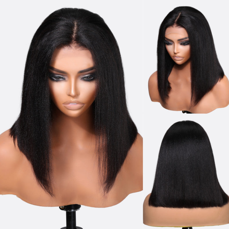 Pre-cut straight human hair wig