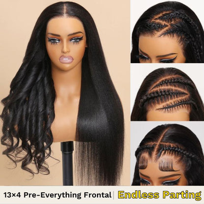 Sunber Natural Black 4C Kinky Edges Kinky/Yaki Straight Lace Wig With Baby Hair