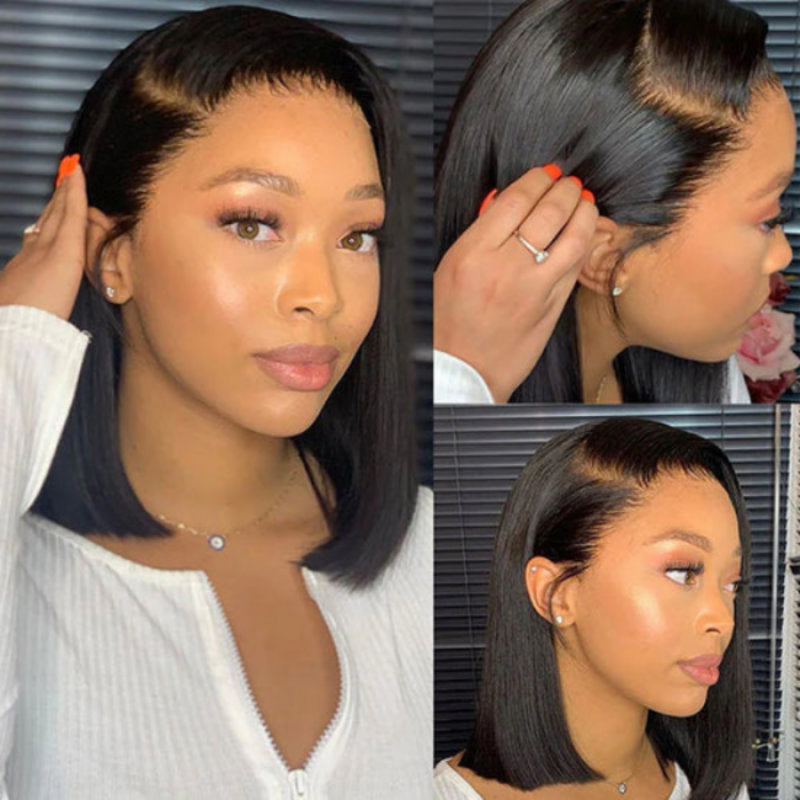 Sunber Straight Blunt Cut Bob Glueless 7*5 Pre-cut Lace Closure Wig And Bye Bye Knots