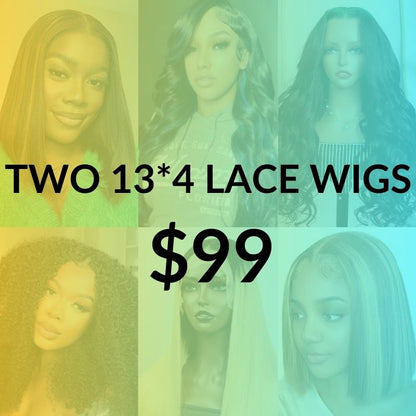 2 Lace Wigs=$99| 13*4 Lace Frontal Wig| 180% Density- 200% Density Flash Sale