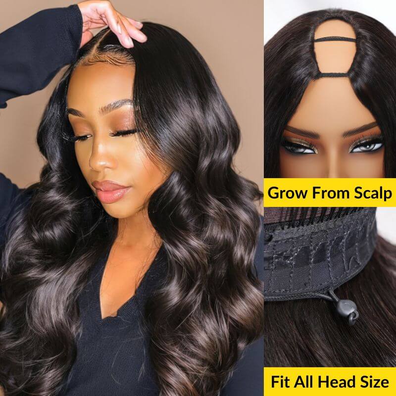 Sunber U Part Hair Wigs‎ Body Wave Glueless Human Hair Wigs Flash Sale