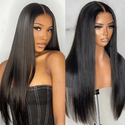 Flash Sale Sunber 7x5 Bye Bye Knots Pre Cut Lace Wigs Straight Human Hair Seamless Put On And Go Glueless Wigs