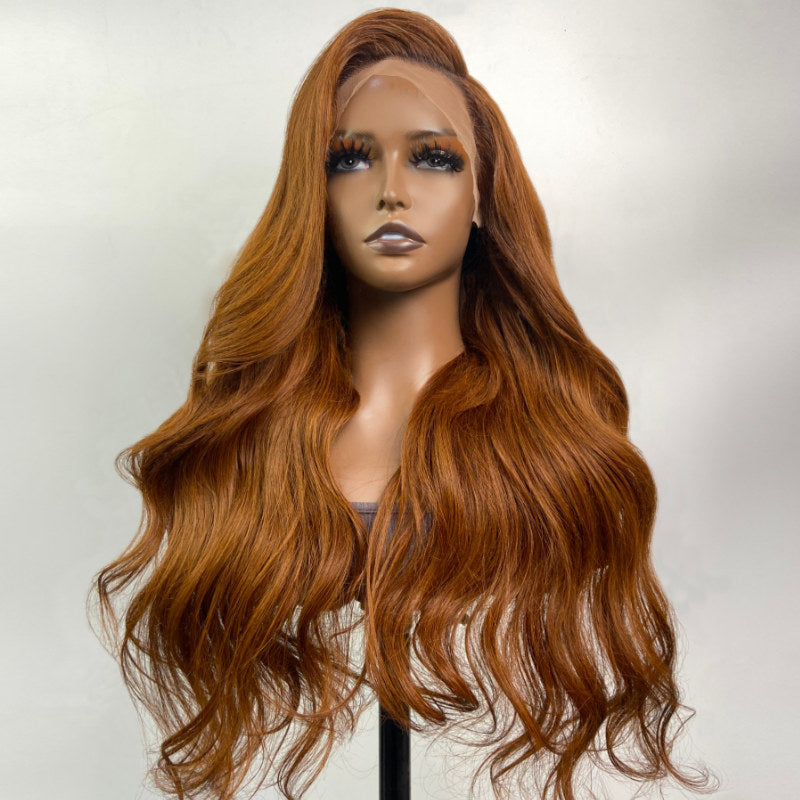 Sunber Ginger Brown 13x4 Lace Front Wig Body Wave Human Hair Wigs Pre-Plucked Hairline With Bleach Knots-real wig front show