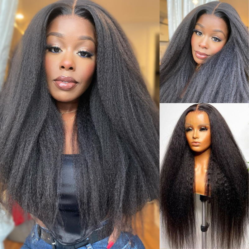 [22&quot;=$79]Sunber 4C Kinky Edge Kinky Straight Lace Wig Human Hair Wigs With Baby Hair Flash Sale