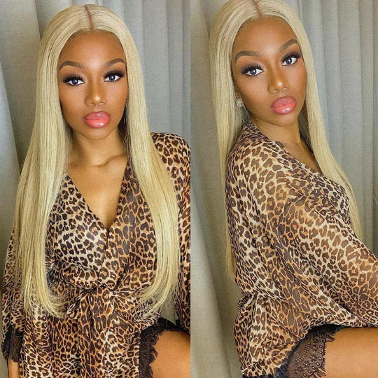 Sunber 613 Blonde Full Lace Color Wig Pre Plucked Straight Virgin Human Hair Wig 180% Density