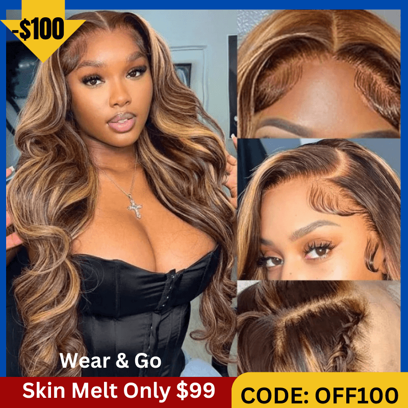 Sunber $100 Off Body Wave Honey Blonde Highlights Lace Frontal Wigs Supernatural and Realistic