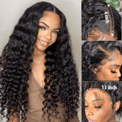 Sunber Water Wave Transparent Lace Front Wigs Glueless Pre-Cut Lace Wig Wet and Wavy Wigs