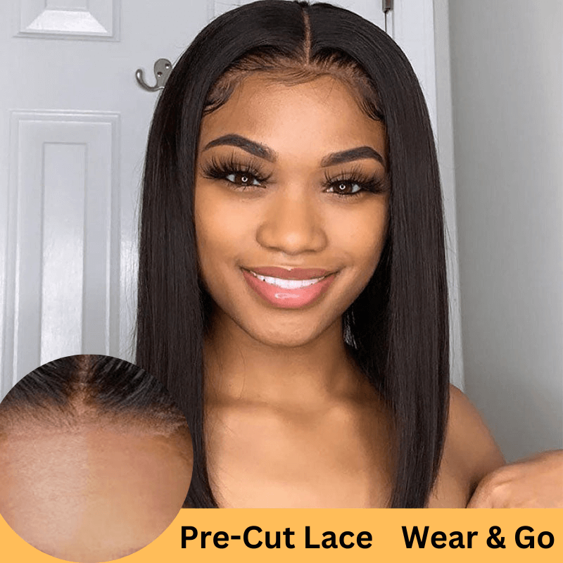 Sunber 180% Density Blunt Cut Bob 13x6 Lace Frontal Straight Wigs Pre-Cut Lace Human Hair Wig Flash Sale