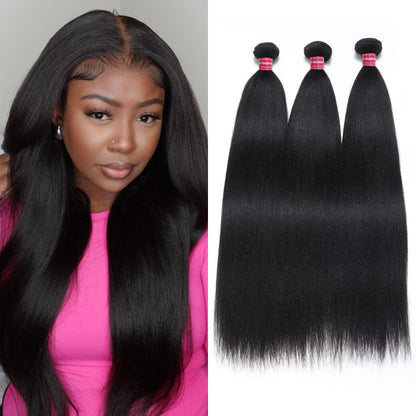 Sunber Yaki Straight 2/3/4Pcs Virgin Hair Extensions With Human Hair 3 Bundles Flash Sale