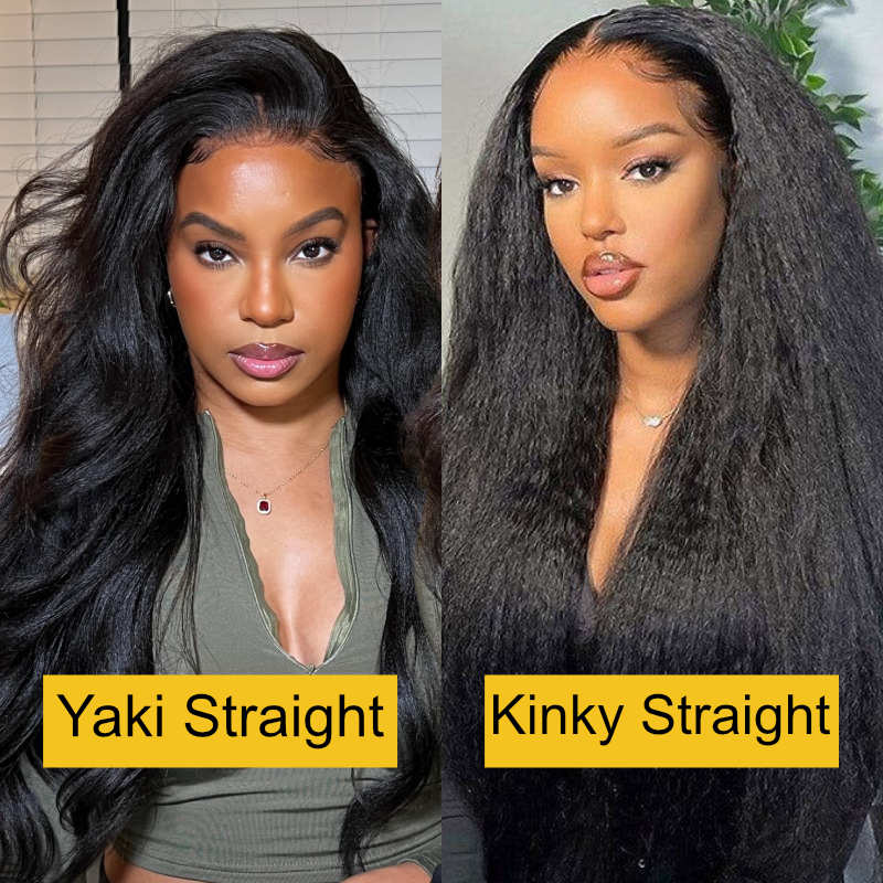 BOGO Sunber Yaki Straight Glueless Pre-cut 7x5 Bye Bye Knots Lace Closure Wig With Bleach Knots