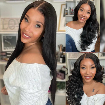 Sunber Yaki Straight Glueless Pre-cut 13X6 Pre Everything Lace Front Wig With Bleach Knots Flash Sale