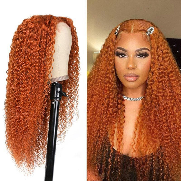 $100 OFF Sunber Orange Color Lace Part Wig For Black Women 150% Density