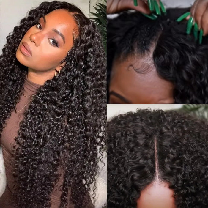 Sunber Effortless To Put On Curly V Part Wig Small Cap Human Hair Wig No Leave Out Glueless Upgrade U Part Wigs