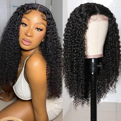 Flash Sale Sunber Jerry Curly  4 By 4 Lace Closure Human Hair Wigs 180% Density For Women