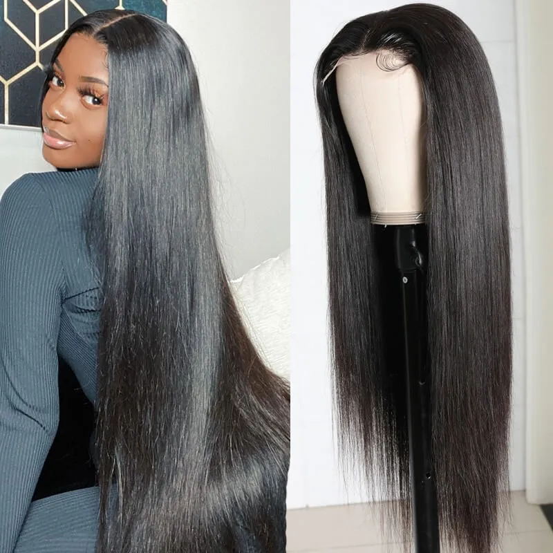 Sunber 30inch 5 by 5 HD Lace Silk Straight Wigs Invisible Lace Wigs 250% Density Flash Sale