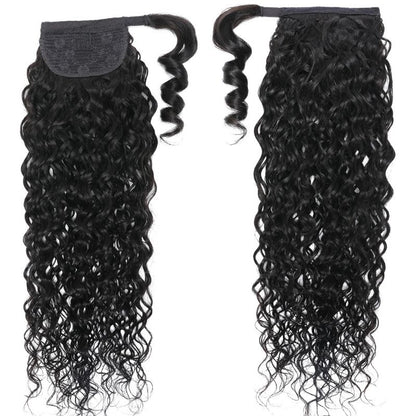 Sunber Wet And Wavy Hair Clip in Ponytail Hair Extensions Water Wave Human Hair