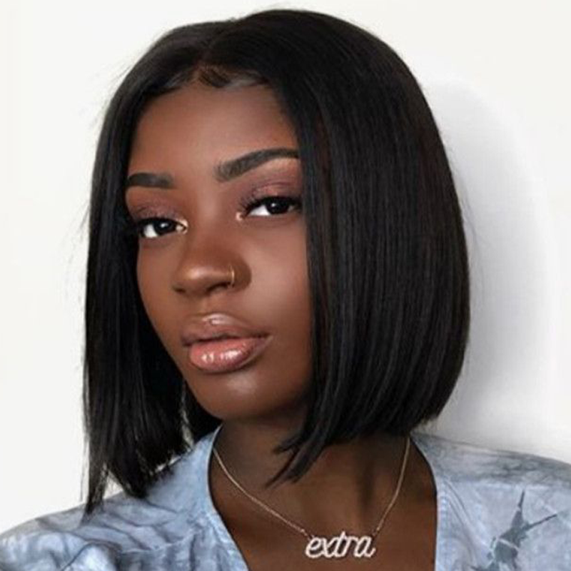 Sunber 13x4 Lace Front Wigs Short Straight Bob Virgin Human Hair Wigs With Pre Plucked Hairline 150% Density