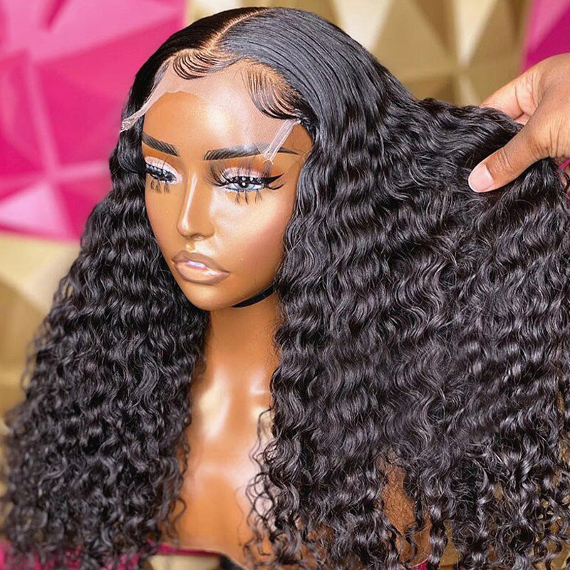 Flash Sale Sunber Full Curly Lace Closure Wigs Pre-Plucked Hairline Human Hair Wigs 180% Density