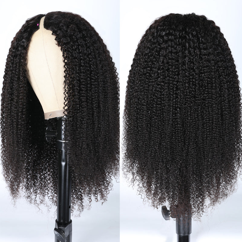 Sunber Kinky Curly V Part Upgrade U part Human Hair Wigs No Leave Out Natural Scalp Flash Sale