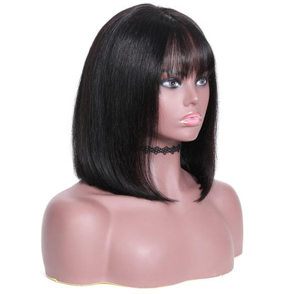 Sunber Short Bob 13x4 Lace Front Wigs Human Hair Wig Silky Straight with Bangs For Women