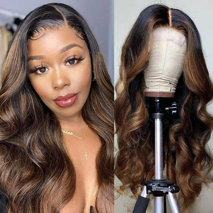 Sunber Balayage Highlight 13x5 T Part Lace Front Wig Body Wave Wigs For Black Women