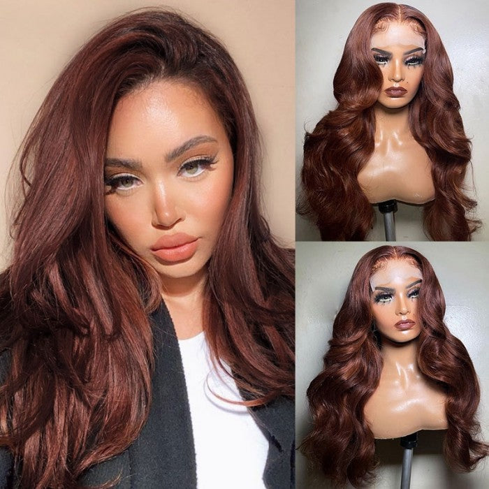 Extra 70% OFF | Sunber Reddish Brown Body Wave 6*4.75 Pre Cut Lace/ 13x4 Lace Frontal Wigs Pre-Plucked