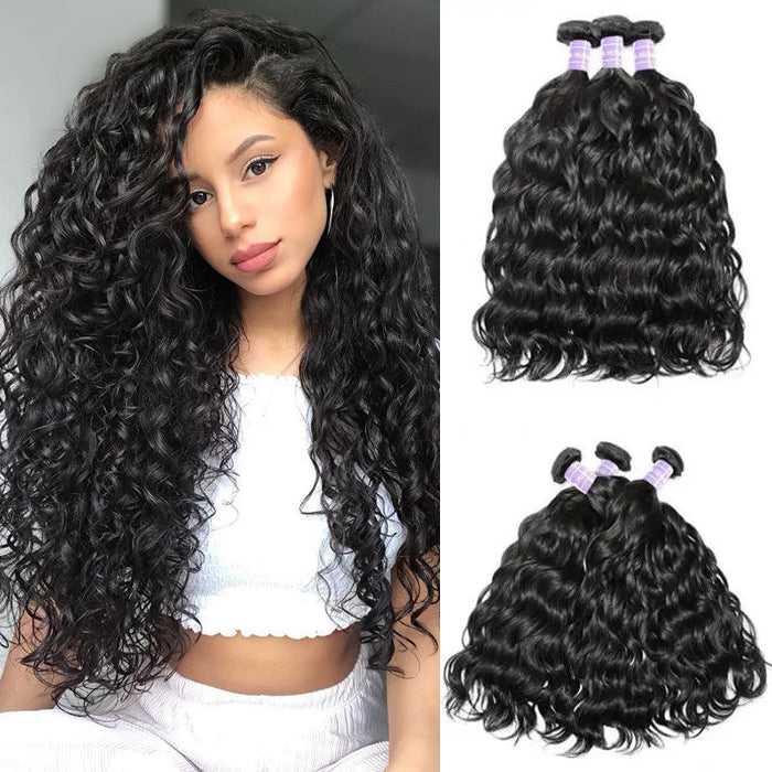 Sunber Natural Wave Remy Human Hair Weaves 3 Bundles and Natural Color Hair