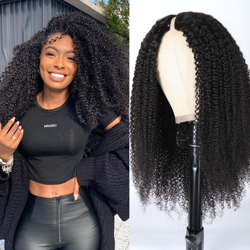 Sunber Kinky Curly V Part Wigs No Leave Out Upgrade U part Human Hair Wigs