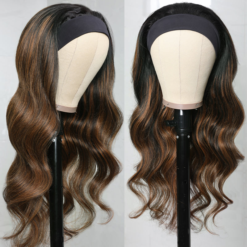 Flash Sale Sunber Balayage Highlight Dark Roots Body Wave Wear And Go Glueless Headband Wigs