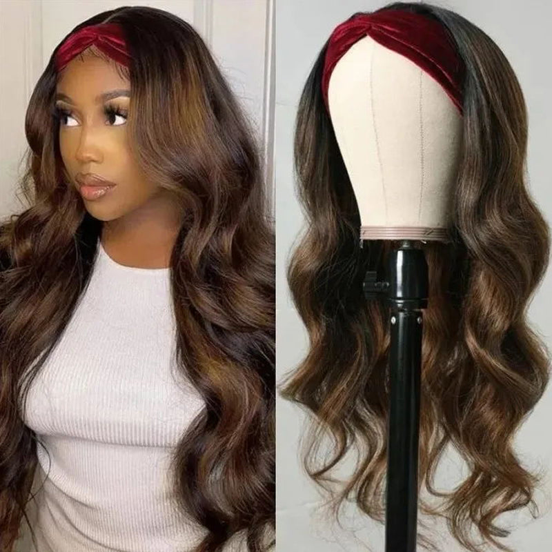 Flash Sale Sunber Balayage Highlight Dark Roots Body Wave Wear And Go Glueless Headband Wigs