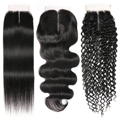 Sunber 1Pc 4 By 1 Size T Shape Middle Part Swiss Lace Closure 100% Human Hair Lace Closure