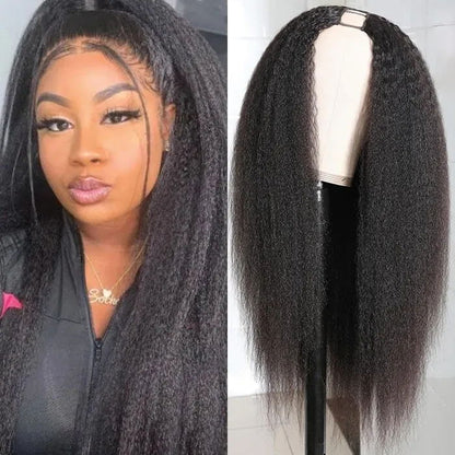 Buy 1 Get 1 Free Buy Kinky Straight  U Part Wig Get Long Free Human Hair Weave 1 Bundle Flash Sale