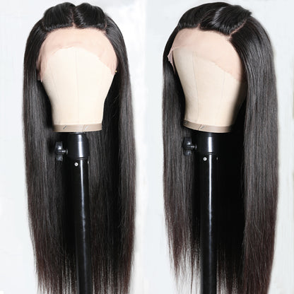 Sunber Upgrade Three Part Lace Wigs Natural Hairline Hand-Tied Double U Shape Long Straight Human Hair Wigs