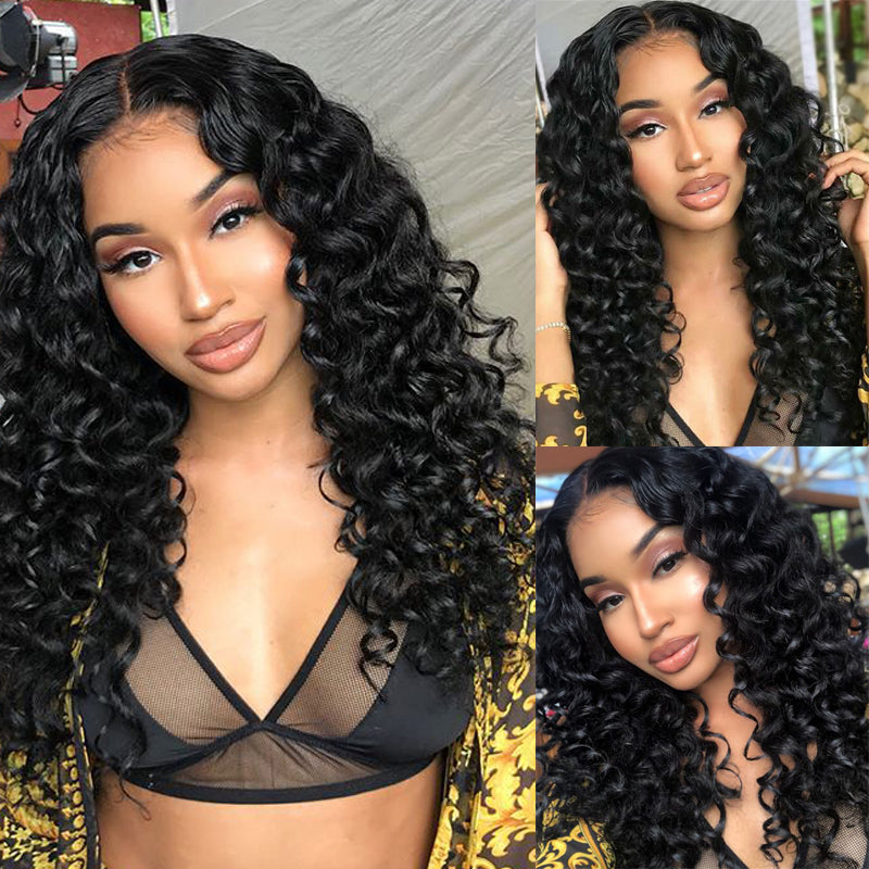 Sunber Classic Hairstyle Deep Wave 13x4 Lace Front Wigs Pre-Plucked With Baby Hair