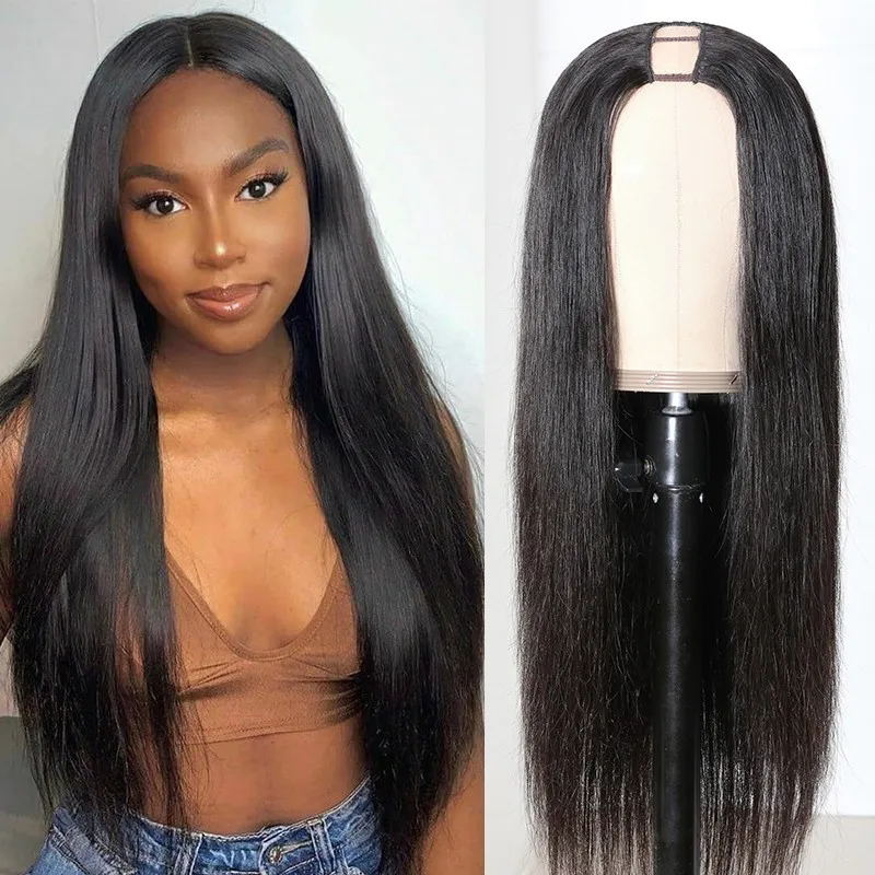 Clearance Sale Sunber U Part Human Hair Wigs Luxury Density Silky Straight Glueless Wig Pre Plucked Flash Sale