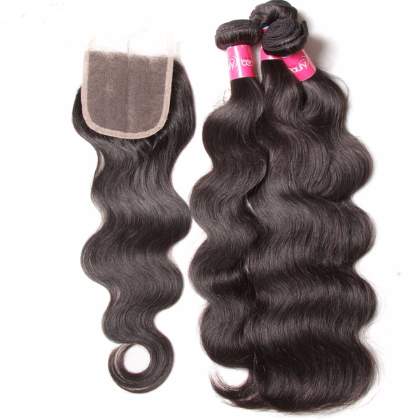 Virgin Malaysian Hair Body Wave 4 Bundles With 4*4 Lace Closure, Tangle Free, No Shedding - Sunberhair