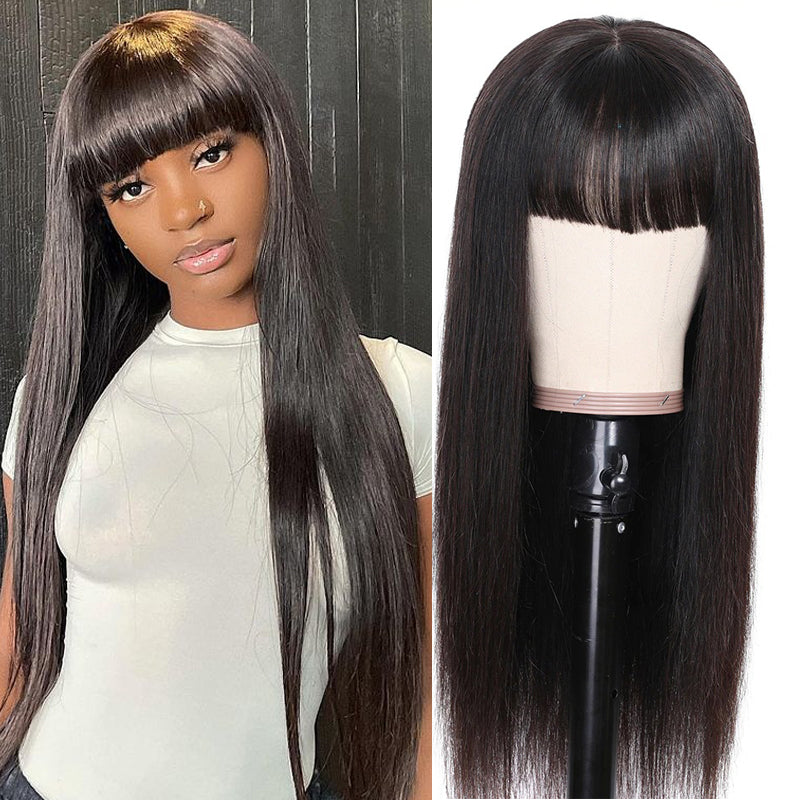 70% Off Sunber 13 By 4 Transparent Lace Front Human Hair Wigs With Bangs Flash Sale