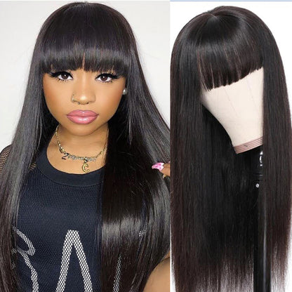 Sunber 13 By 4 Transparent Lace Front Human Hair Wigs With Bangs Real Human Hair